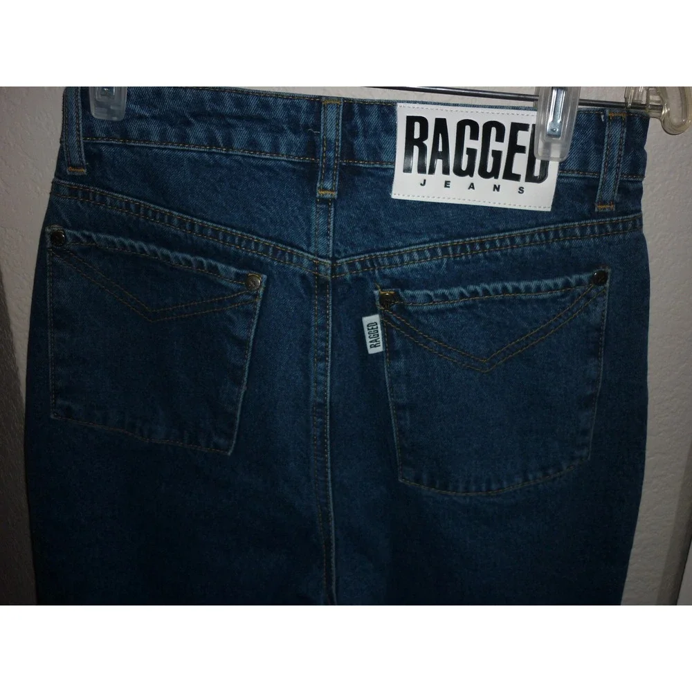 NEW The Ragged Priest Ragged‎ Jeans High Waisted Mom Jeans Dark Wash Blue 26x29
